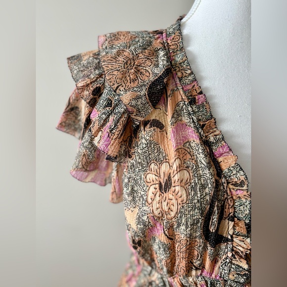Ulla Johnson Silk Blend Ruffle Midi Dress – Floral Boho – Size 6 - Picture 4 of 8